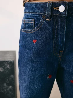 bleu foncé - Jean orné d’un large imprimé fleuri (3-16ans)