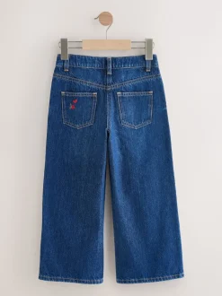 bleu foncé - Jean orné d’un large imprimé fleuri (3-16ans)