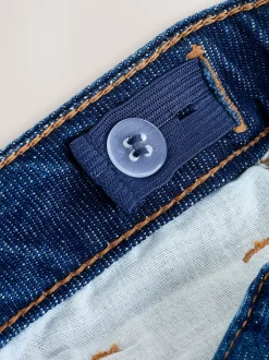 bleu foncé - Jean orné d’un large imprimé fleuri (3-16ans)