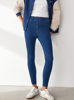 bleu foncé - Leggings longs en denim de jersey