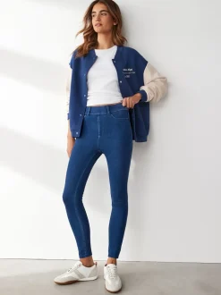 bleu foncé - Leggings longs en denim de jersey