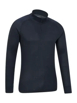 bleu foncé - Mountain Warehouse Mens Talus Quarter Zip Thermal Top