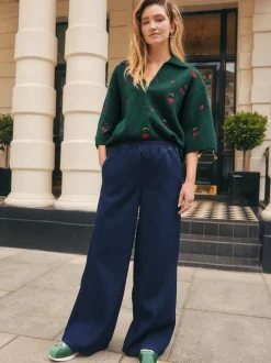 bleu foncé - Pantalon de jogging en jersey denim