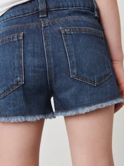 bleu foncé - Short en jean à bords effilochés (3-16ans)
