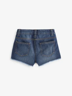 bleu foncé - Short en jean à bords effilochés (3-16ans)