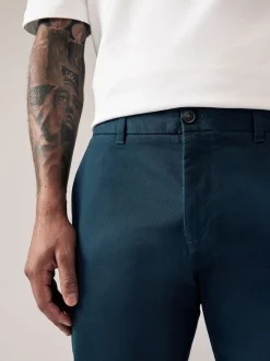 Bleu foncé - Slim Fit (Slim Fit) - Pantalon chino stretch