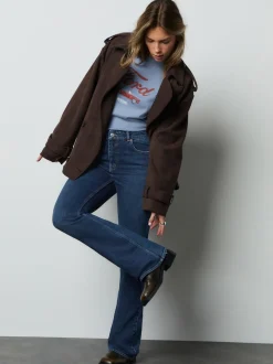 Bleu foncé de denim - Jean bootcut authentique Milieu