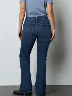 Bleu foncé de denim - Jean bootcut authentique Milieu