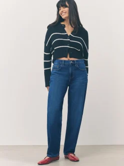 Bleu foncé de denim - Jean jambe barillet