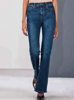 Bleu foncé de denim - Jean bootcut Extensible taille Milieu
