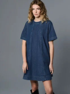 Bleu foncé de denim - Robe t-shirt courte