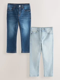 Bleu foncé de denim/délavé - Jean extensible, lot de 2 (3-17ans)