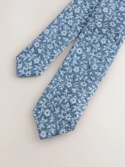 Bleu foncé imprimé floral - Cravate (3-16 ans)