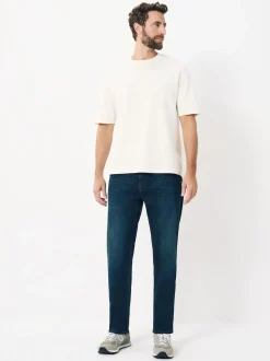 Bleu foncé lavé - Jeansextensible classique coupe fuselée régulière