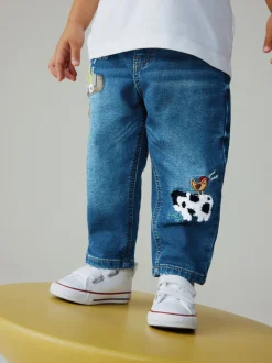 Bleu foncé Personnage Ferme - Jean ample à enfiler (3mois-7ans)