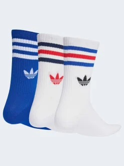 Bleu Foncé/Blanc - Col rond - adidas Originals 3-Rayures Chaussettes Col rond 3 paires