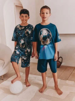 Bleu Football - Pyjama court 2 Pack (3-16ans)