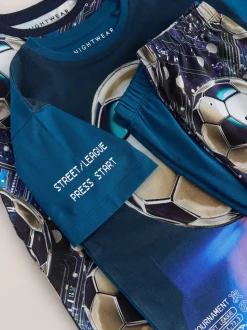 Bleu Football - Pyjama court 2 Pack (3-16ans)