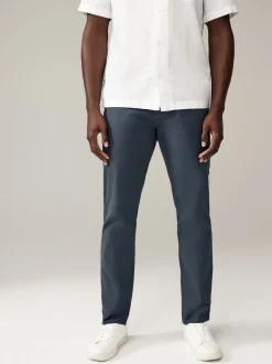 Bleu Gris Moyen - Slim Fit (Slim Fit) - Pantalon chino stretch