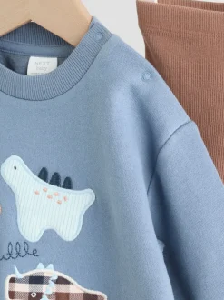 Bleu imprimé dinosaure - Ensemble Sweat-shirt et Leggings bébé (0mois-3ans)