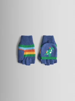 Bleu imprimé dinosaure - Mitaines JoJo Maman Bébé doublées de polaire