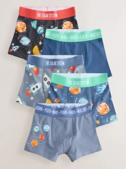 Bleu imprimé galaxie - Lot de 5 boxers Junior Personnage (1.5-16ans)
