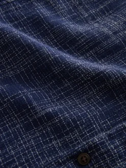 Bleu indigo - Chemise texturée à manches courtes à motif croisé