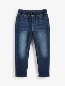 Bleu indigo - Jeans extensibles à taille élastique (3-16ans)