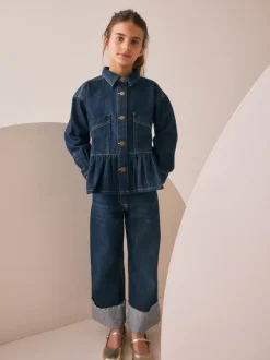 Bleu indigo - Veste en jean à ourlet péplum (3-16ans)