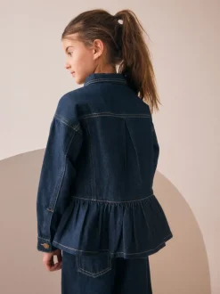 Bleu indigo - Veste en jean à ourlet péplum (3-16ans)