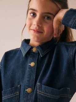 Bleu indigo - Veste en jean à ourlet péplum (3-16ans)