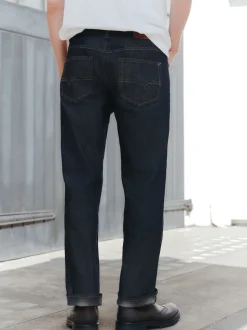 Bleu indigo rincé - Jean Denim Signature brossé douillet à Carreaux