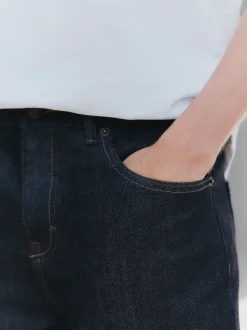 Bleu indigo rincé - Jean Denim Signature brossé douillet à Carreaux