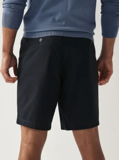 Bleu marine - Ajustement droit - Short chino stretch