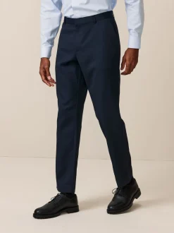 Bleu marine - Ajustement régulier - Pantalon élégant uni sur le devant