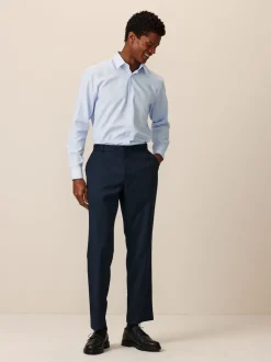 Bleu marine - Ajustement régulier - Pantalon élégant uni sur le devant