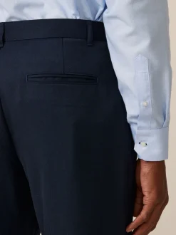 Bleu marine - Ajustement régulier - Pantalon élégant uni sur le devant