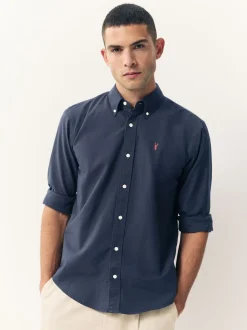 Bleu marine - Ajustement régulier - Chemise Oxford à manches longues