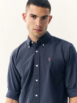 Bleu marine - Ajustement régulier - Chemise Oxford à manches longues