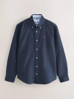 Bleu marine - Ajustement régulier - Chemise Oxford à manches longues