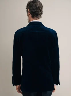 Bleu marine - Ajustement régulier - Blazer Signature Pontoglio en velours italien