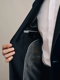 Bleu marine - Ajustement régulier - Blazer Signature Pontoglio en velours italien