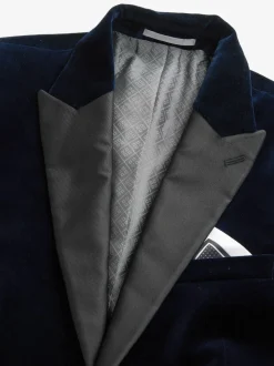 Bleu marine - Ajustement régulier - Blazer Signature Pontoglio en velours italien