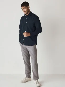 Bleu marine - Ajustement régulier - Chemise Oxford à manches longues