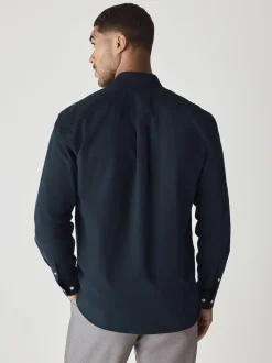 Bleu marine - Ajustement régulier - Chemise Oxford à manches longues