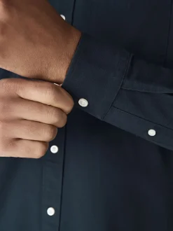 Bleu marine - Ajustement régulier - Chemise Oxford à manches longues