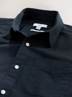 Bleu marine - Ajustement régulier - Chemise Oxford à manches longues