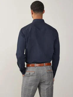 Bleu marine - Ajustement régulier - Chemises intelligentes faciles d’entretien à poignets simples