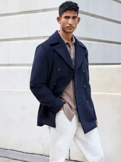 Bleu marine - Ajustement régulier - Caban N.premium doux au toucher en laine