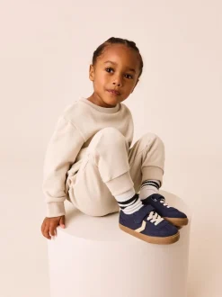 Bleu marine - Baskets à lacets élastiques à fermeture tactile